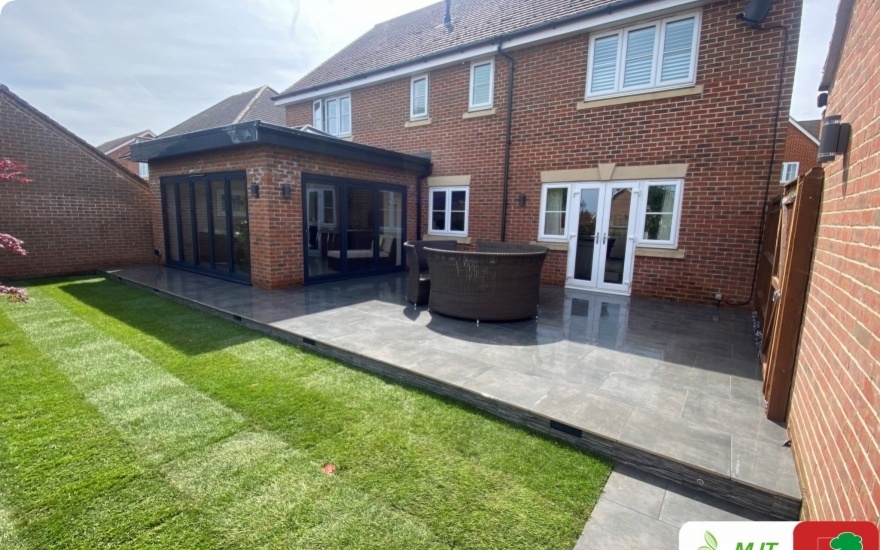 Creation Cladded raised patio in Shinfield completed on11/01/2023