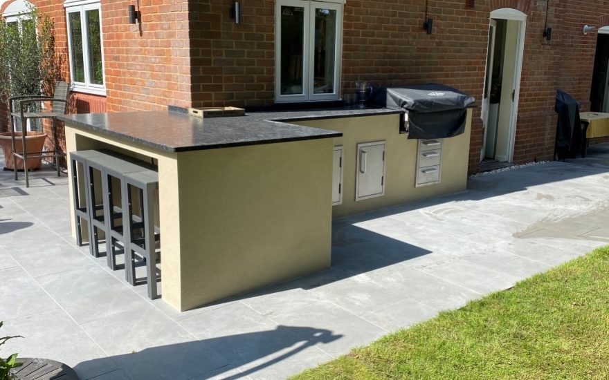 Creation Rendered outdoor kitchen in Sonning Common designed on 11/01/2023