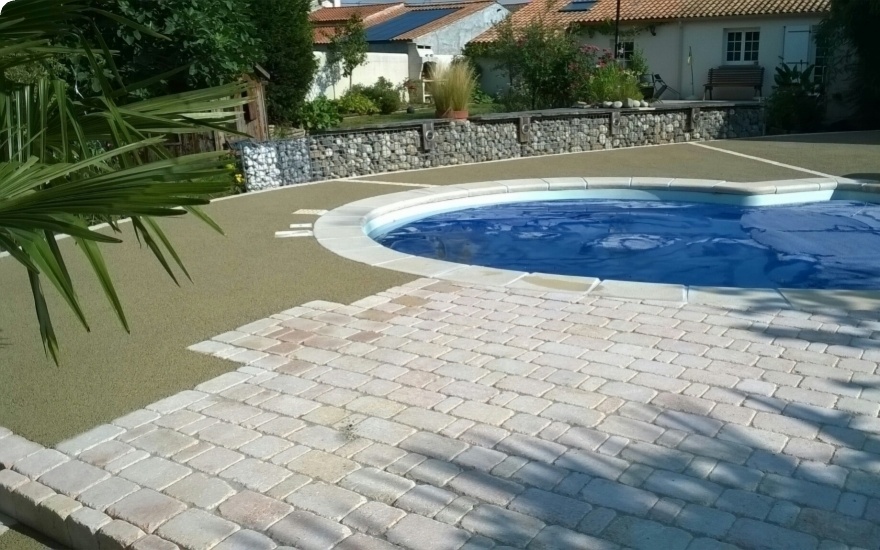 Creation Pool area made of decoratice concrete and paving - UK completed on29/04/2020