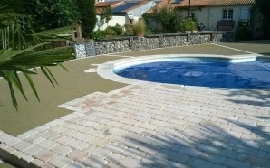 Pool area made of decoratice concrete and paving